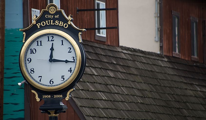 Antique Street clock on Front Line, Poulsbo, Washington