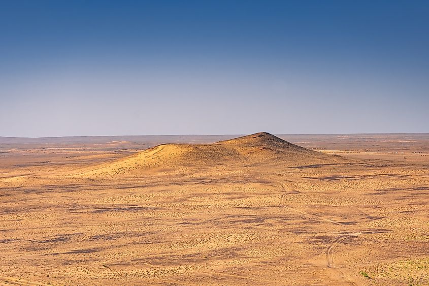 Kyzylkum (red sand) Desert of the Khorezm region from Chilpik Kala, Uzbekistan