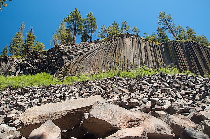 Unusual rock formations at Devil's Postpile National Monument, California
