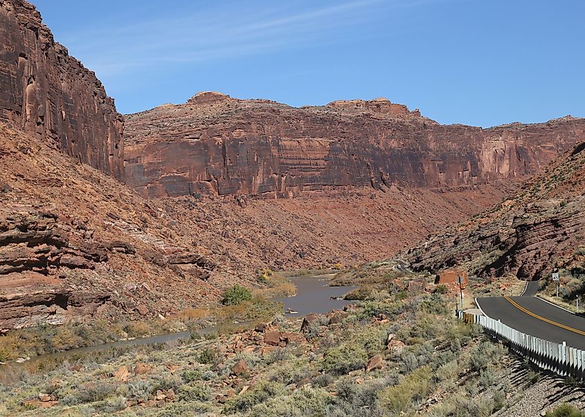 Colorado River along the southern border of Arches National Park, Dinosaur Diamond Prehistoric Highway, Utah