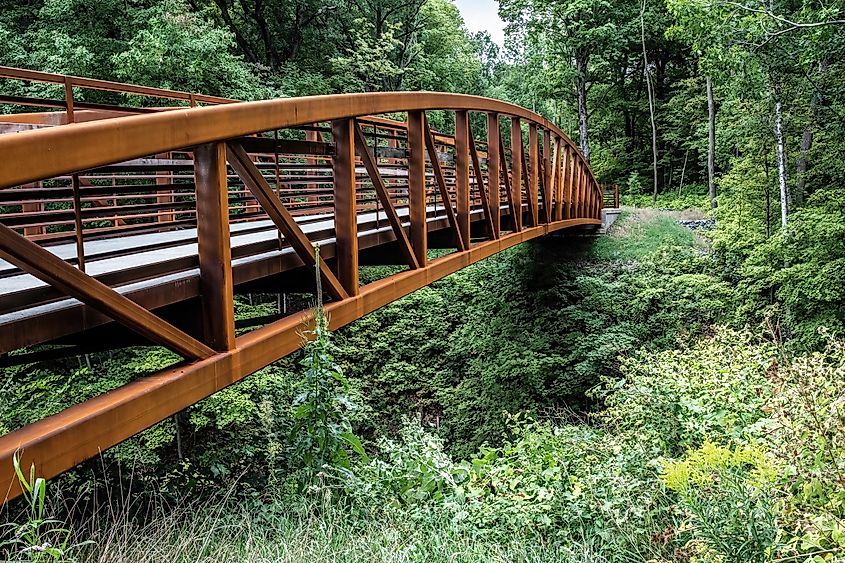 Side view of the No. 1 bridge along the Swedish Immigrant Regional Trail that runs from Taylors Falls, Minnesota to Shafer, Minnesota USA. Editorial credit: Linda McKusick / Shutterstock.com