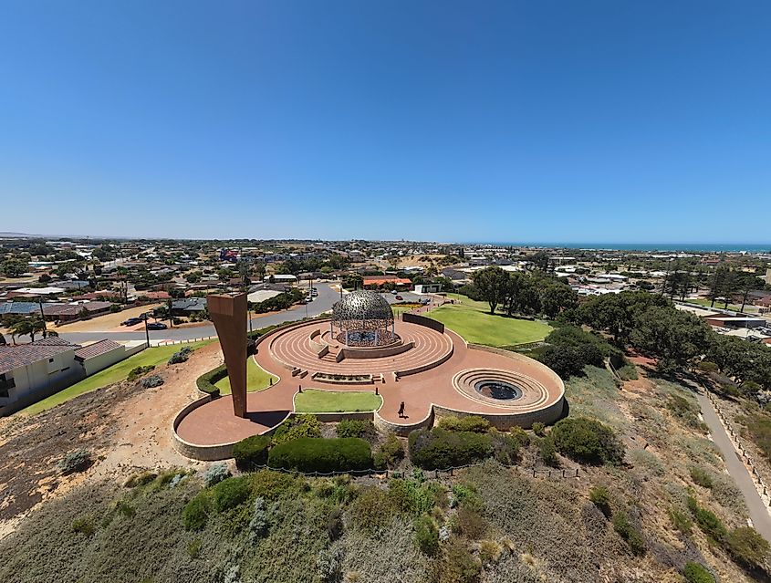 Aerial view of the HMAS Sydney II Memorial in Geraldton, Western Australia