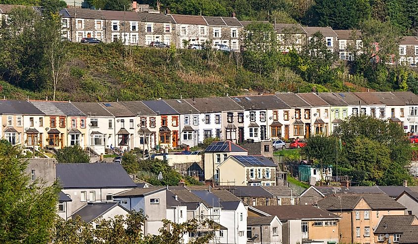 Homes in Ferndale, Rhondda Valley, Wales.