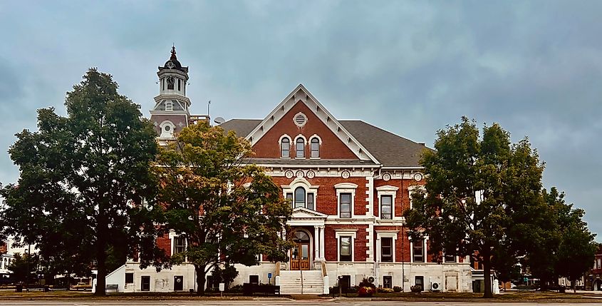 View of the historic courthouse in Macomb, Illinois.