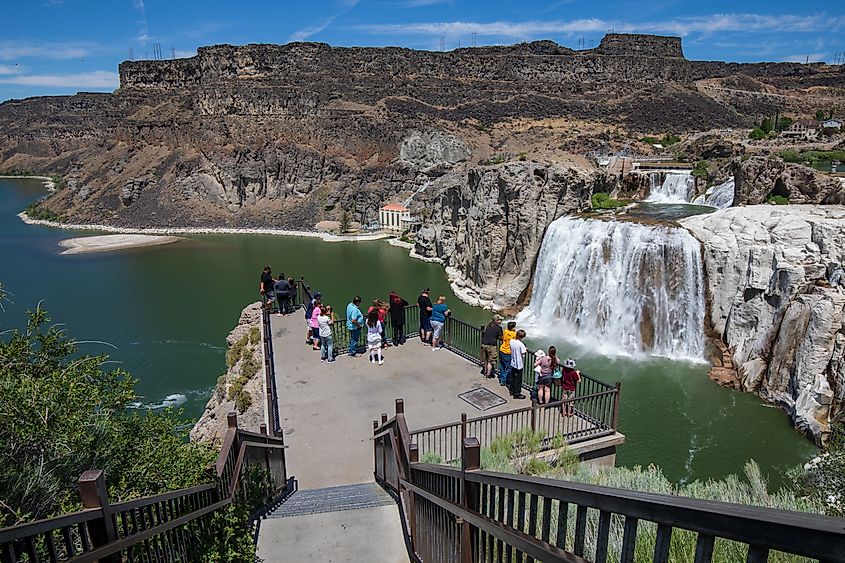 Shoshone Falls and Snake river valley during summer in Twin Falls, Idaho, via RonaldL / Shutterstock.com