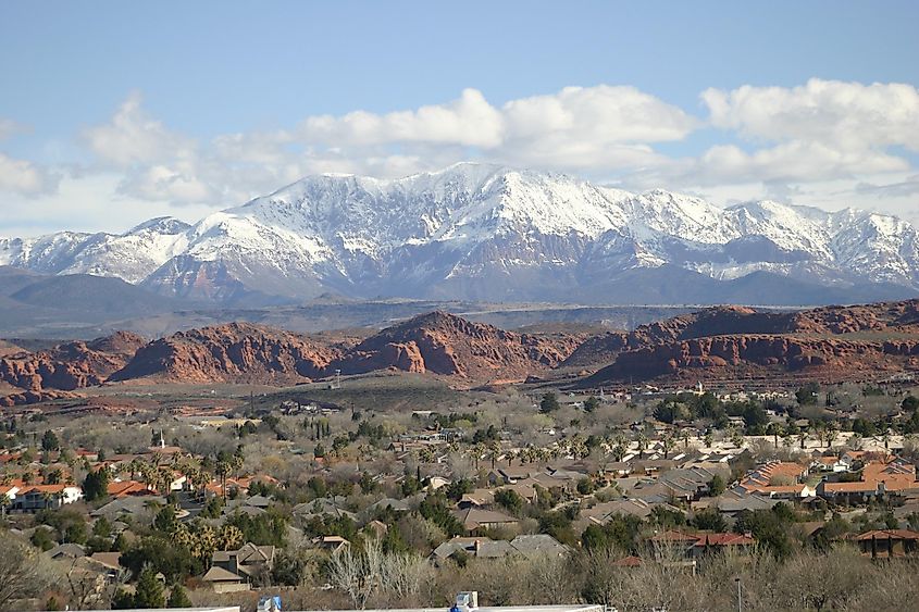 Snow capped mountains in St George, Utah
