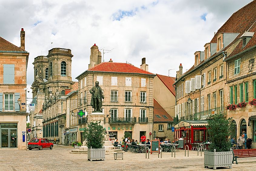Street scene in the old French village of Langres.