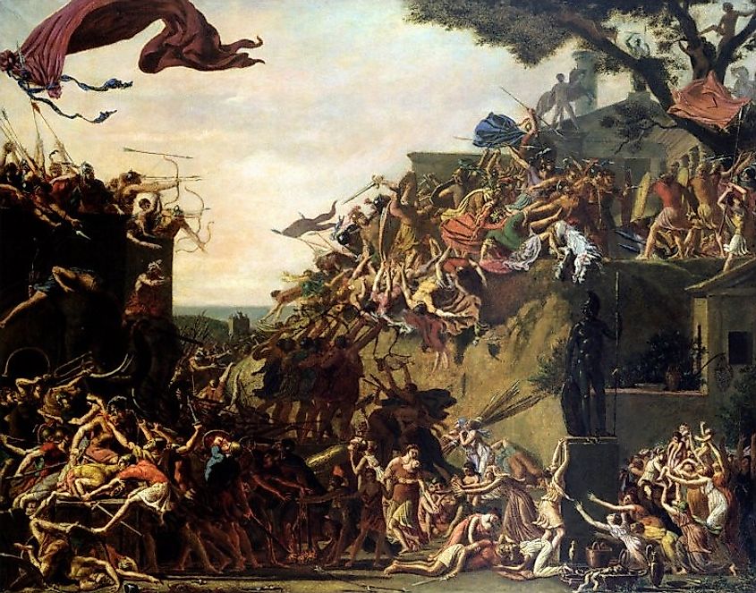 The Siege of Sparta, by François Topino-Lebrun, featuring Pyrrhus of Epirus. In Wikipedia. https://en.wikipedia.org/wiki/Pyrrhus_of_Epirus By François Topino-Lebrun - [1], Public Domain, https://commons.wikimedia.org/w/index.php?curid=17866469