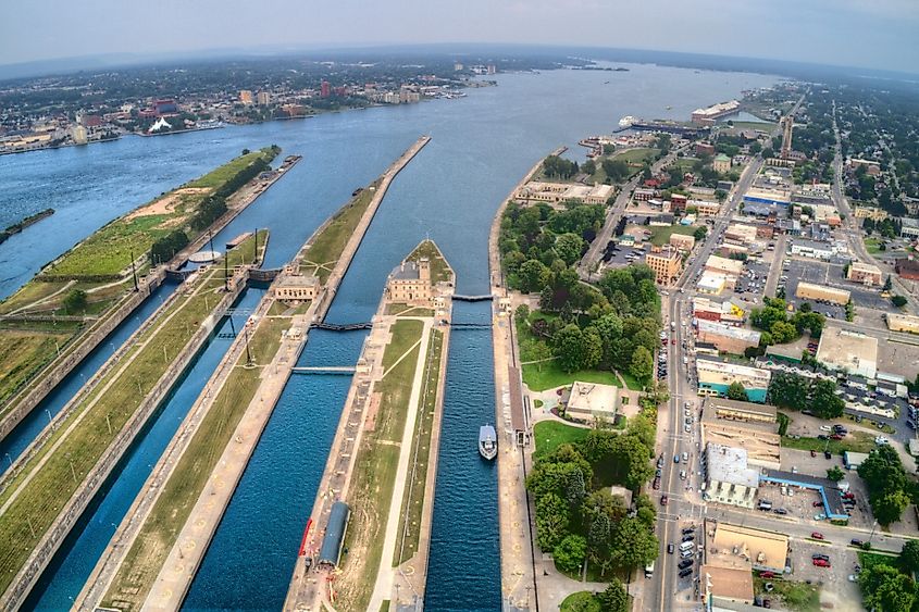Sault Ste Marie are Twin Cities on the Michigan/Ontario Border on the Eastern Tip of Lake Superior
