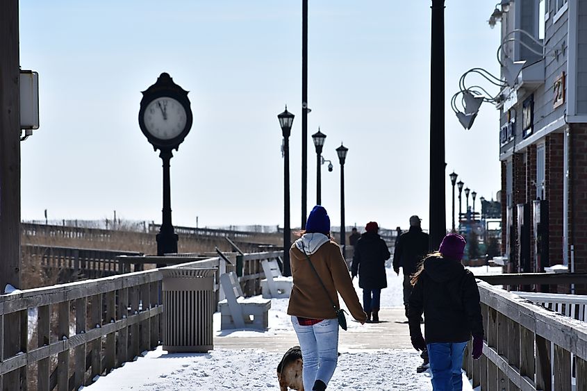 Bethany Beach boardwalk in the winter.