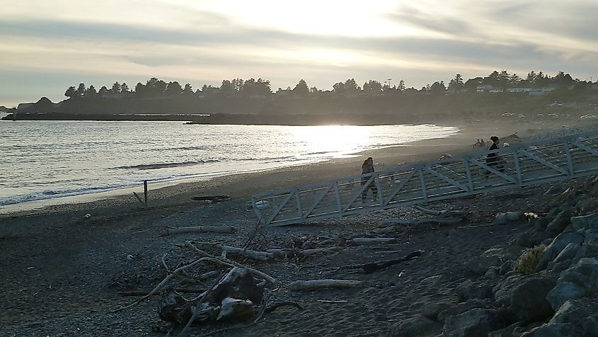 The beach at Harbor, Oregon, a CDP on the coast in Curry County.