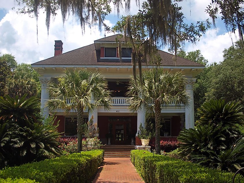 The famous Herlong Mansion Inn Gardens in Micanopy, Florida. 