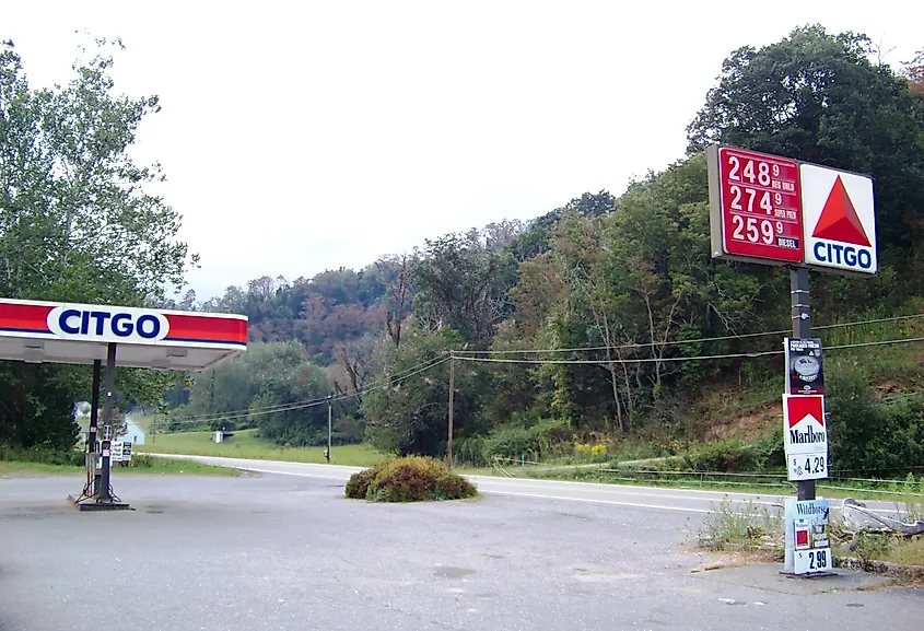 Gas station in Mouth of Wilson.
