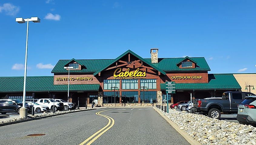 The front view of Cabela's flagship store in Christiana, Delaware