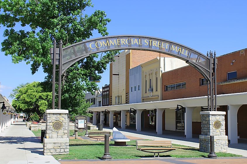 View of the Commercial Street Mall area of downtown Atchison, Kansas. Editorial credit: dustin77a / Shutterstock.com