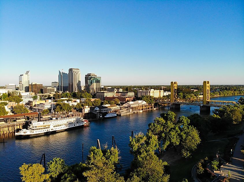 Aerial view of downtown Sacramento. 