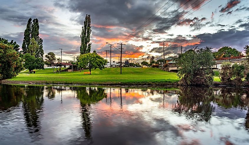 Picturesque view over the Quart Port creek at sunset
