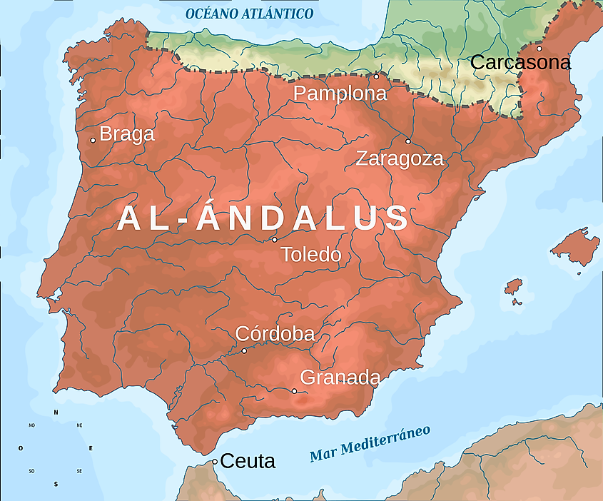 Umayyad Hispania at its greatest extent 719 AD