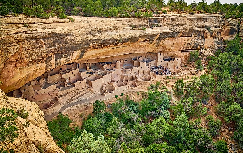 The ancient cliff dwellings at the Mesa Verde National Park near Mancos, Colorado.