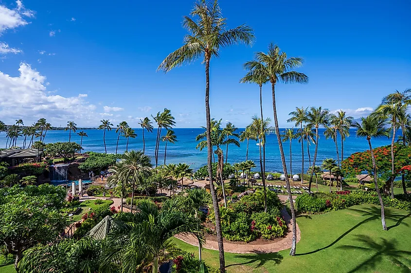 The beautiful Hawaiian settlement of Lahaina.