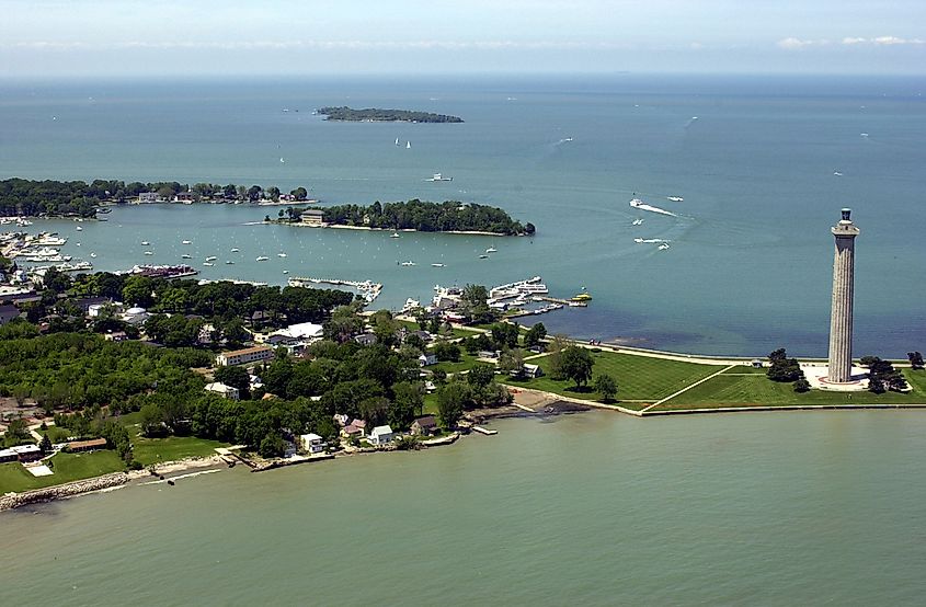 DeRivera Park and the downtown waterfront at Put-in-Bay, Ohio. NOAA's National Ocean Service, CC BY 2.0 <https://creativecommons.org/licenses/by/2.0>, via Wikimedia Commons