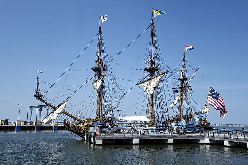The Kalmar Nyckel docked in Lewes, Delaware