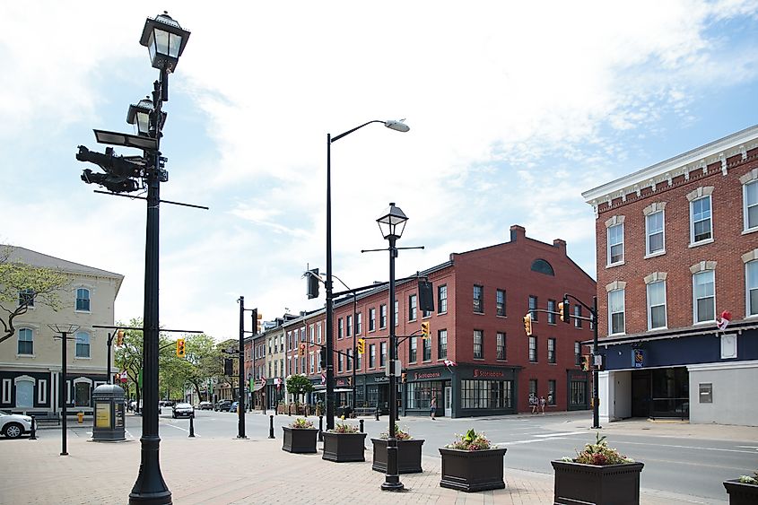 Cobourg, Ontario: King Street and Third Street on a quiet afternoon in late Spring