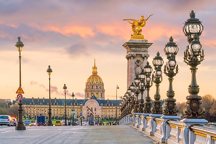 The Alexander III Bridge across Seine river in Paris