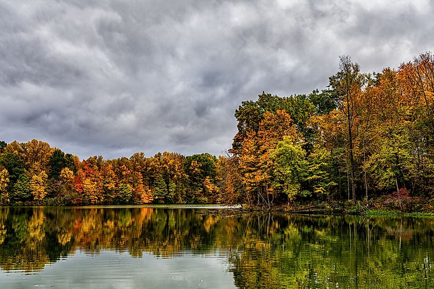 Potato Creek State Park in Indiana in the fall.