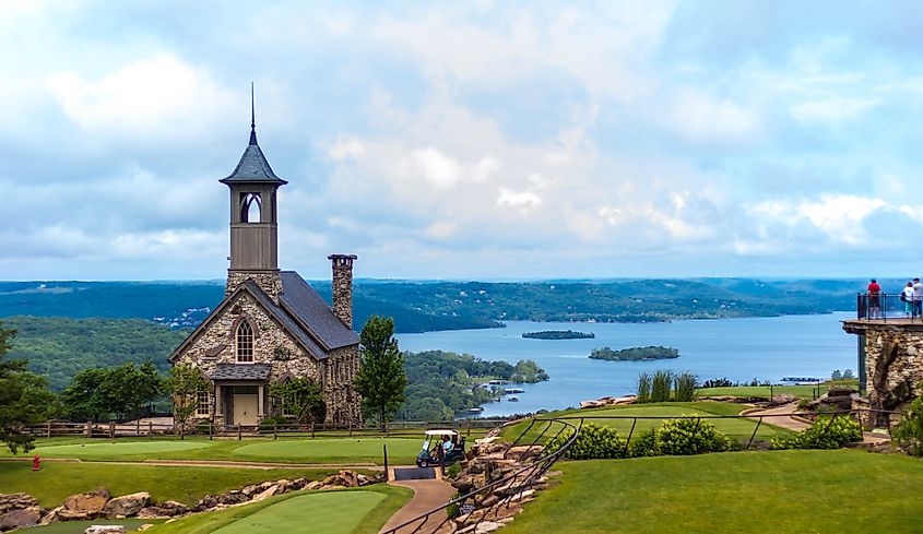 Stone church at the top of the rock in Branson, Missouri.