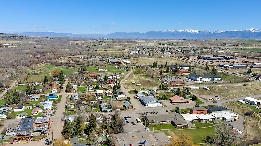 View of the Bridger Mountains from Gallatin Gateway, Montana