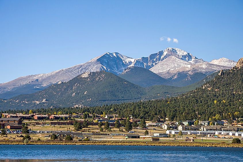 Long's Peak rising over Estes Park, Colorado.