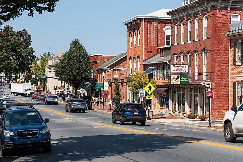 The main street of Waynesboro, Pennsylvania.