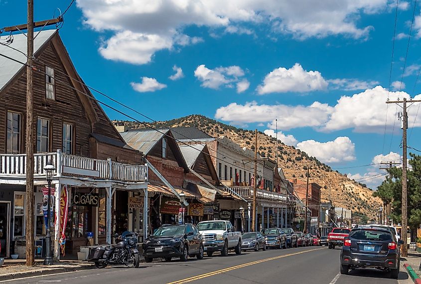 Wooden houses at Main Street, Virginia City, Nevada