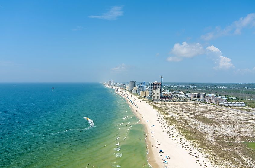 Gulf Shores, Alabama: Aerial view of the beach.