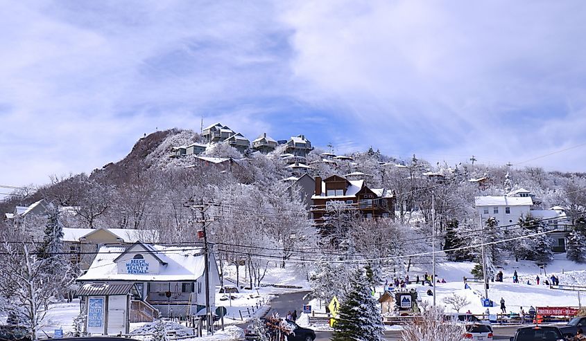 Homes in winter in Beech Mountain North Carolina