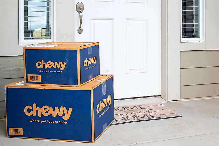 Packages from Chewy, Editorial credit: Kirk Fisher / Shutterstock.com