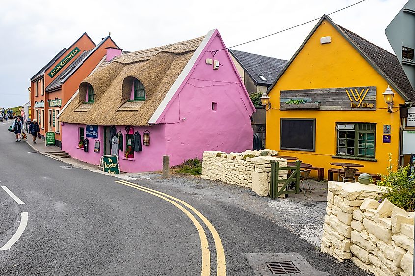 Colorful Irish cottages in the village of Doolin, Ireland.