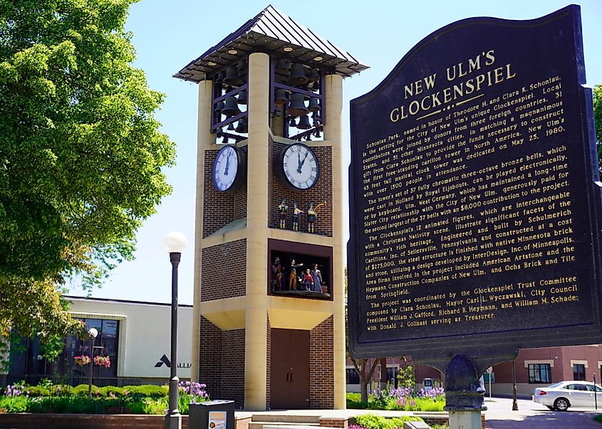 Glockenspiel, a 45-foot-high musical clock tower in New Ulm, Minnesota. 