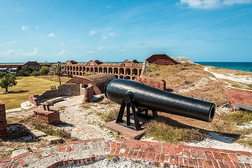 Cannon on the roof of Fort Jefferson, Florida.