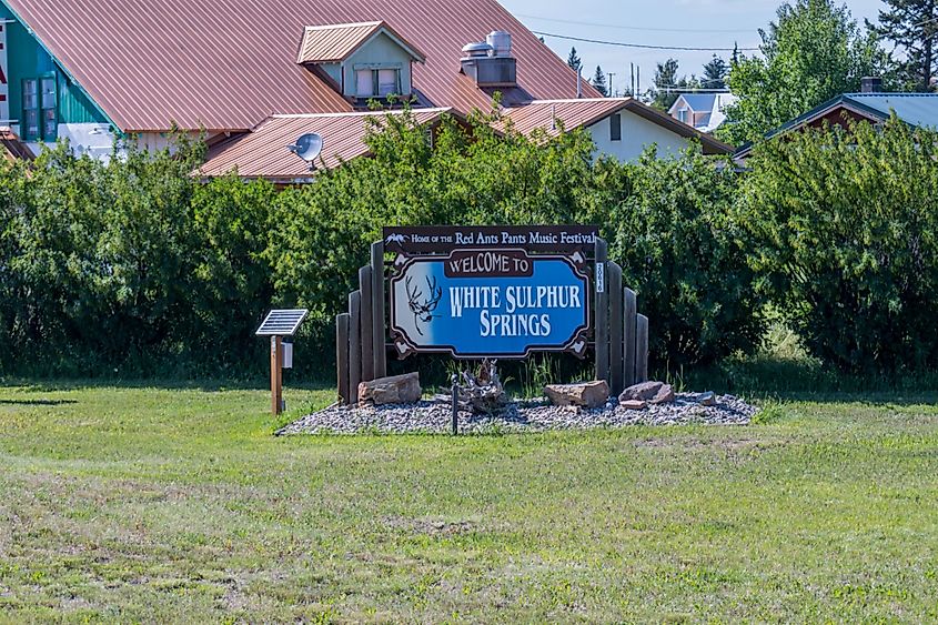 White Sulphur Springs, Montana welcoming signboard.