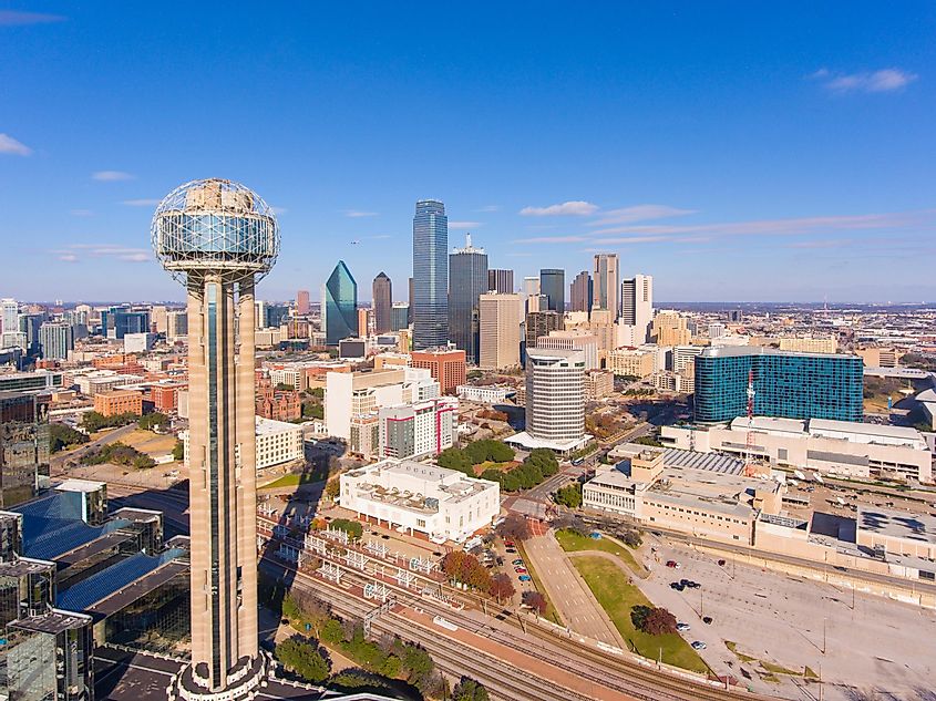 Dallas, texas, aerial view of downtown