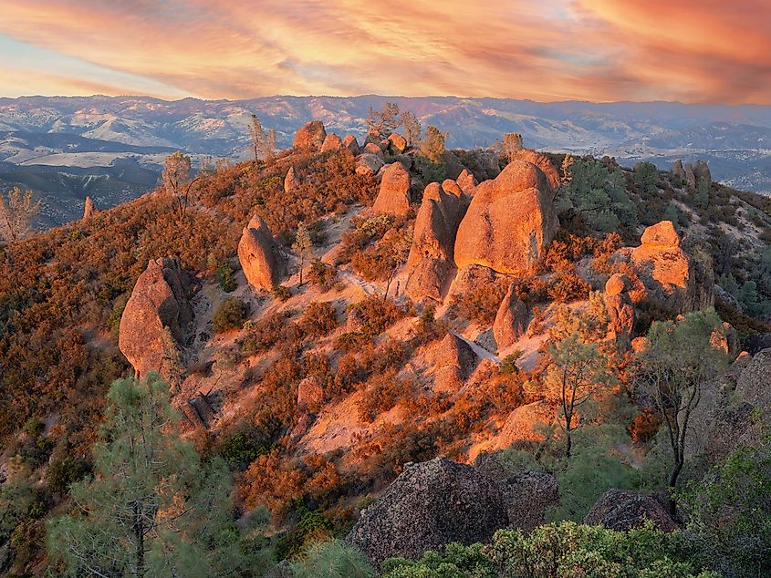 Sunset over High Peaks at Pinnacles National Park, California. Credit: yhelfman/Shutterstock.com