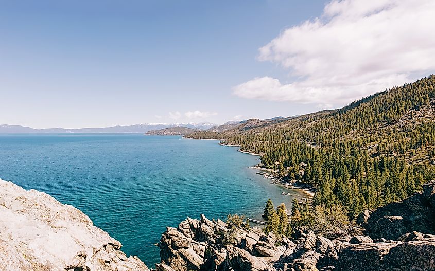 Beautiful view of Lake Tahoe on the spring day.