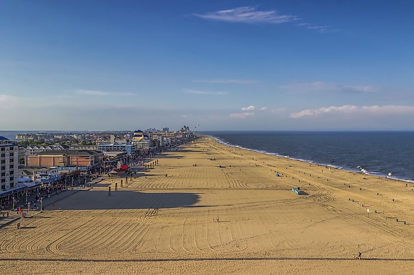 Aerial view of Ocean City, Maryland.
