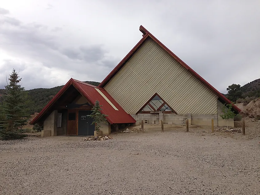 Fossil barn protecting in situ displays at the Berlin-Ichthyosaur State Park, Nevada.