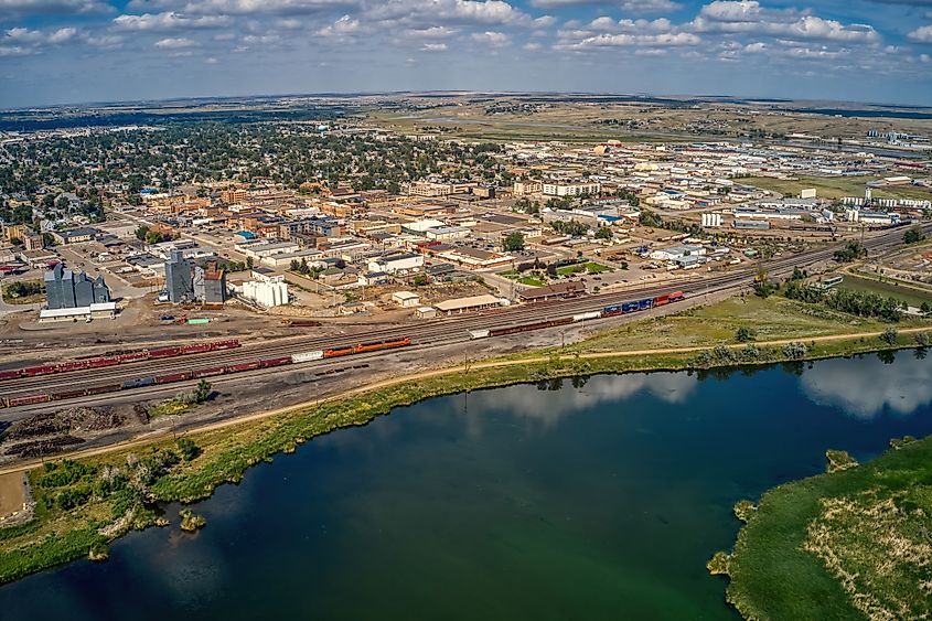 Aerial view of Williston, North Dakota.