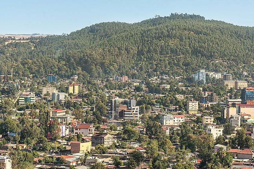 Aerial view of the Capital City of Ethiopia, Addis Ababa