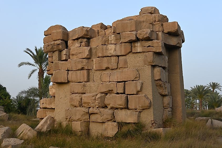 Pedestals of Biahmu The Pedestals of Biahmu are the basal remnants of two colossal statues erected by the ancient Egyptian pharaoh Amenemhat III. The ruins, which once stood on the Lake Moeris shore.