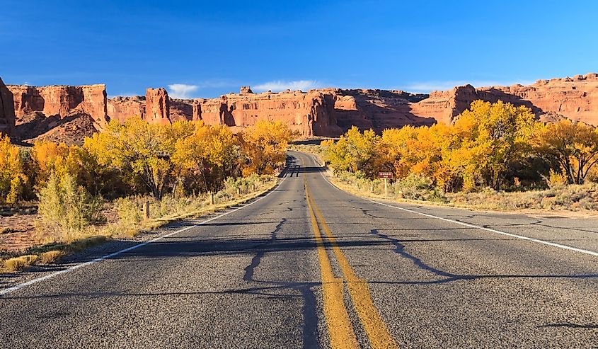Road in Arches National Park, Utah autumn